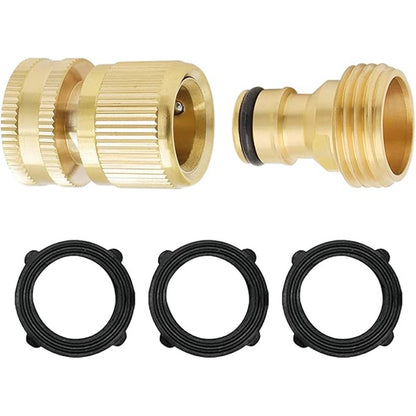 HYDRO MASTER Brass Garden Hose Quick Connector, Solid Brass,3/4 Inch Garden Hose Thread. (Female Thread)