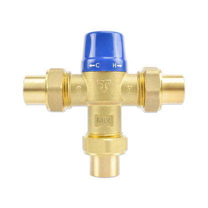 HYDRO MASTER Thermostatic Mixing Valve, Lead Free Brass Construction, Temperature Control, 3/4 Inch Sweat