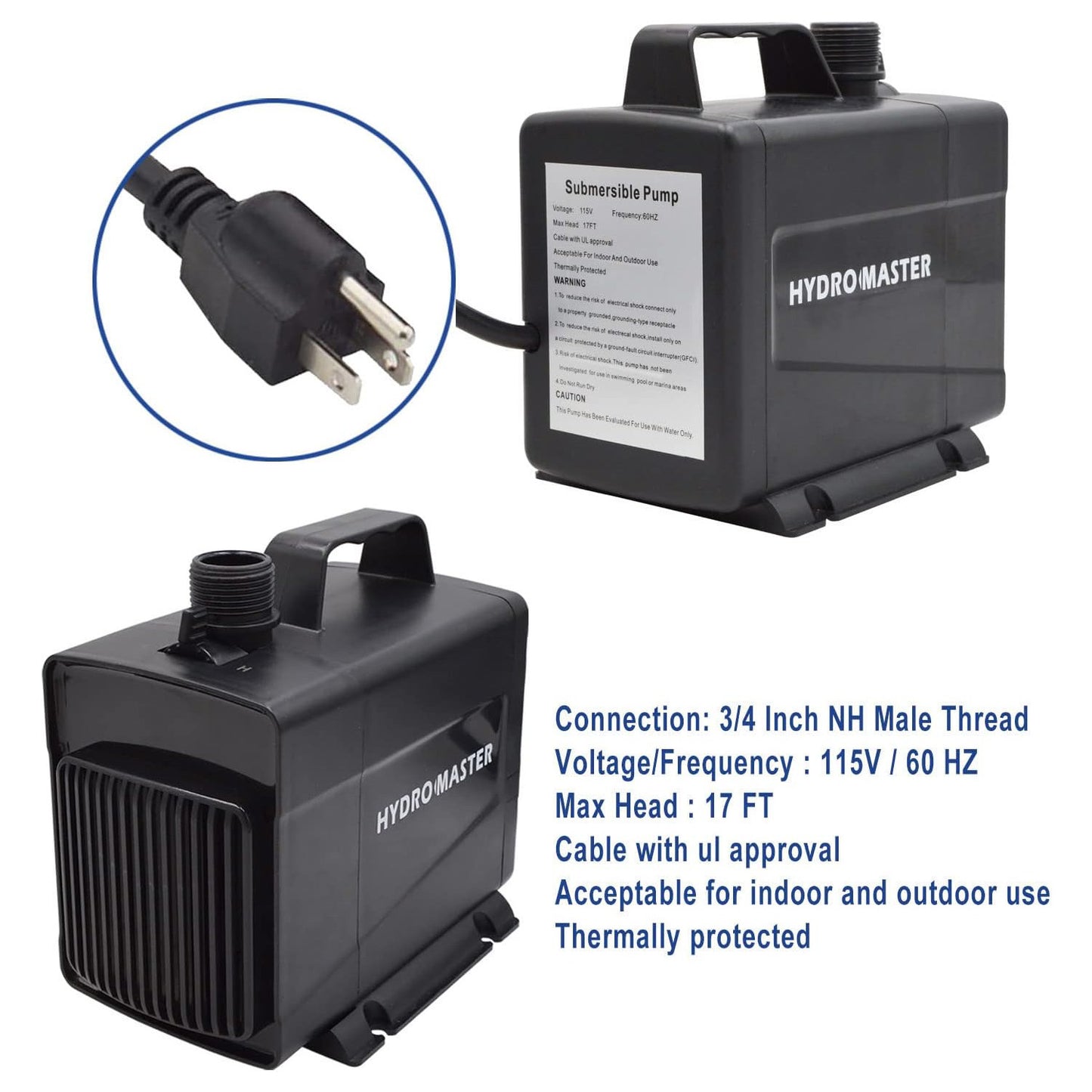 HYDRO MASTER Tankless Water Heater Flush kit,Includes Submersible Pump, 3.2 Gallon Pail With Screw Top Lid, Two 3/4-inch GHT x 6 FT Color Coded Rubber Hoses