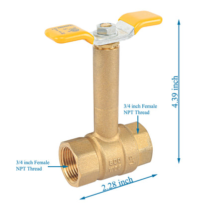 HYDRO MASTER Brass Long Bonnet Ball Valve, Lead Free Brass, T-Handle With IPS Connection - watertech plumbing supply
