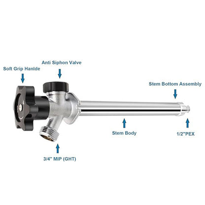 HYDRO MASTER Frost Free sillcock, 1/2" MIP x 1/2"MIP & 1/2"Sweat
