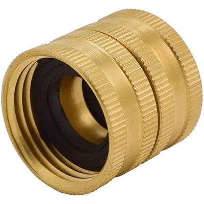 HYDRO MASTER 3/4 Inch Brass Garden Hose Adapter Double Female Quick Connector, Solid Brass 2 Pack