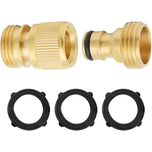 HYDRO MASTER Brass Garden Hose Quick Connector, Solid Brass,3/4 Inch Garden Hose Thread. (Male Thread)
