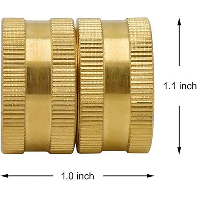 HYDRO MASTER 3/4 Inch Brass Garden Hose Adapter Double Female Quick Connector, Solid Brass 2 Pack