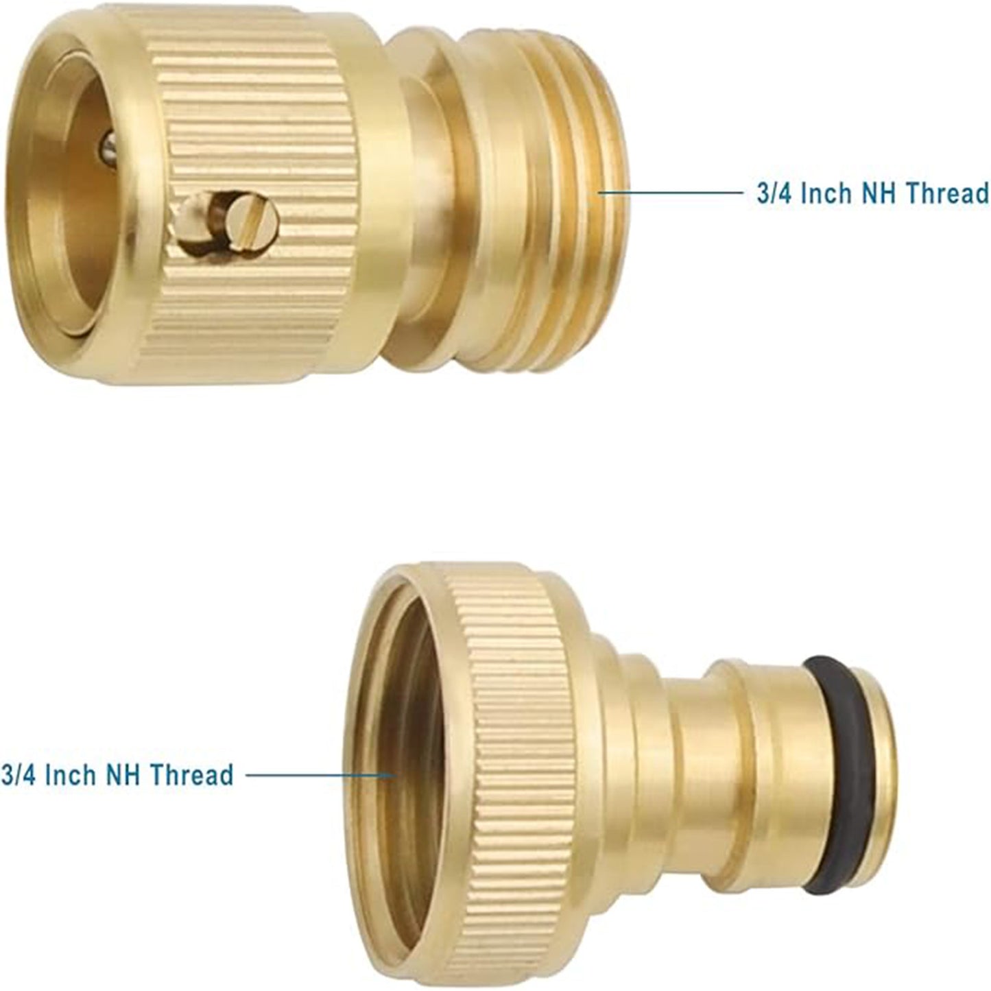 HYDRO MASTER Brass Garden Hose Quick Connector, Solid Brass,3/4 Inch Garden Hose Thread. (FxM Thread)