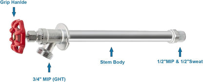 HYDRO MASTER Frost Free Sillcock Outdoor Faucet, 3/4" MIP x 1/2" MIP & 1/2" Sweat