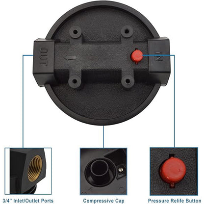 HYDRO MASTER Water Filter with Pressure Relife Button, Includes Housing, Filter Cartridge, Wrench, Bracket and Screw