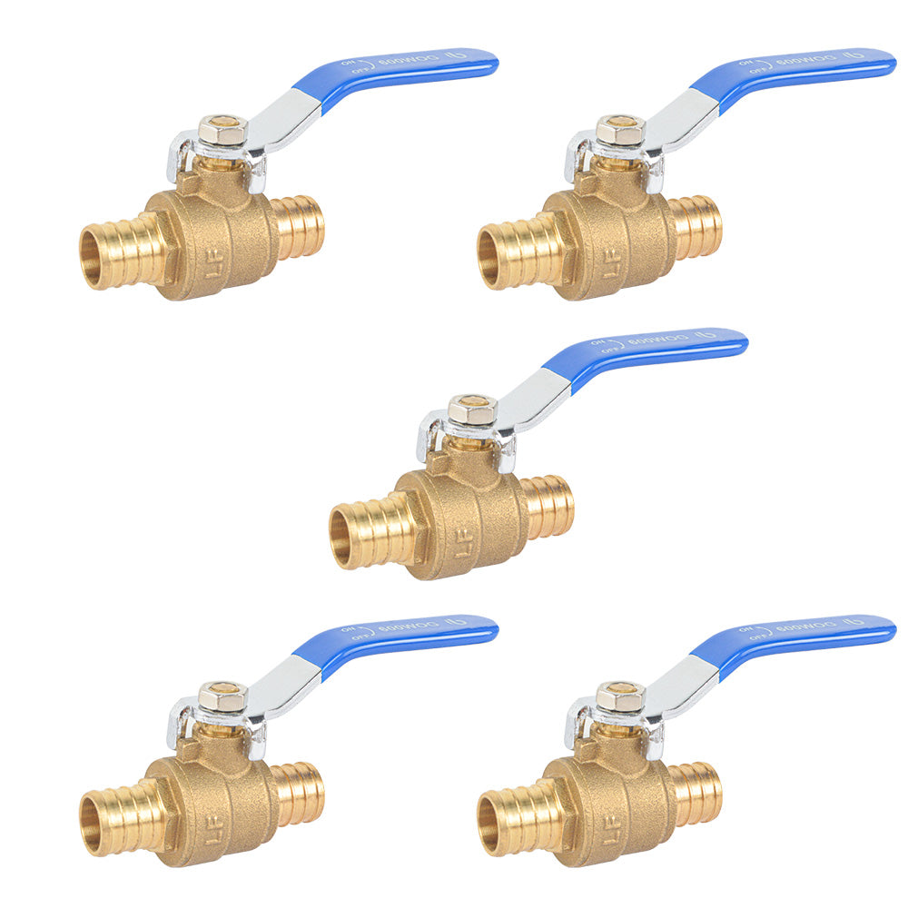 HYDRO MASTER PEX Brass Ball Valve,Lead Free Brass, ASIN F1807, 600WOG, Pack of 5 - watertech plumbing supply