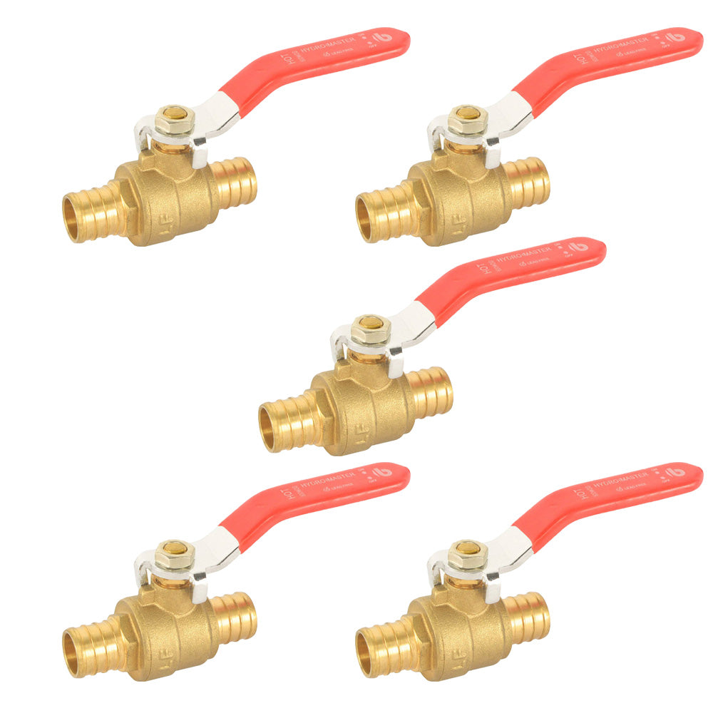 HYDRO MASTER PEX Ball Valve,Lead Free Brass, ASIN F1807, 600WOG, Pack of 5 - watertech plumbing supply