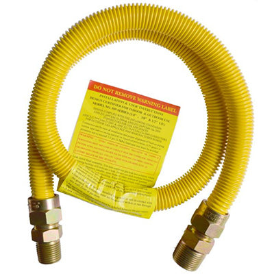 Flexible Corrugated S.S. Gas Connector, 5/8" OD (1/2" ID) 3/4" MIP x 1/2" MIP
