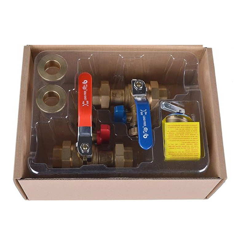 HYDRO MASTER Tankless Water Heater Service Valve Kit with Pressure Relief Valve Included 2 pcs SWT Connections, 1-Inch IPS Isolator Clean Brass