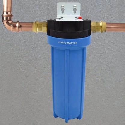 HYDRO MASTER Water Filter with Pressure Relife Button, Includes Housing, Filter Cartridge, Wrench, Bracket and Screw