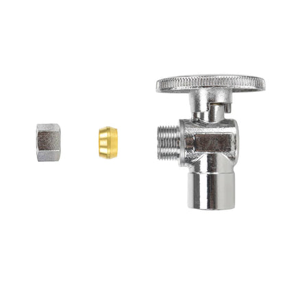 HYDRO MASTER LF brass angle stop valve, 1/4 turn, 1/2"SWT X 3/8"OD,brass body and zinc handle - watertech plumbing supply