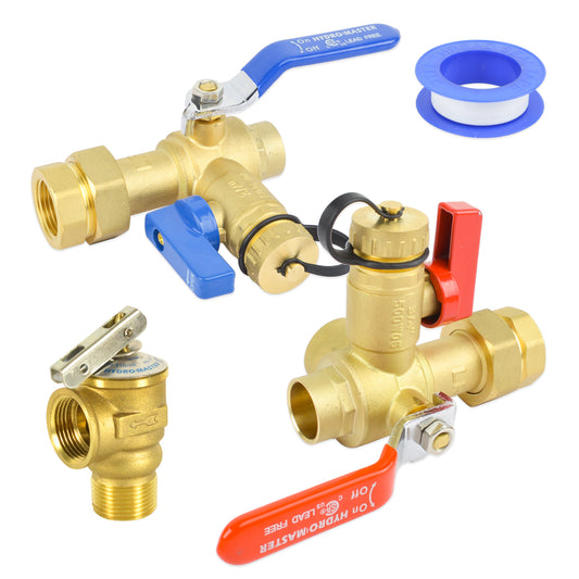 HYDRO MASTER Tankless Water Heater Valve Kit, Lead-Free Brass, NPT Thread x Sweat Connection