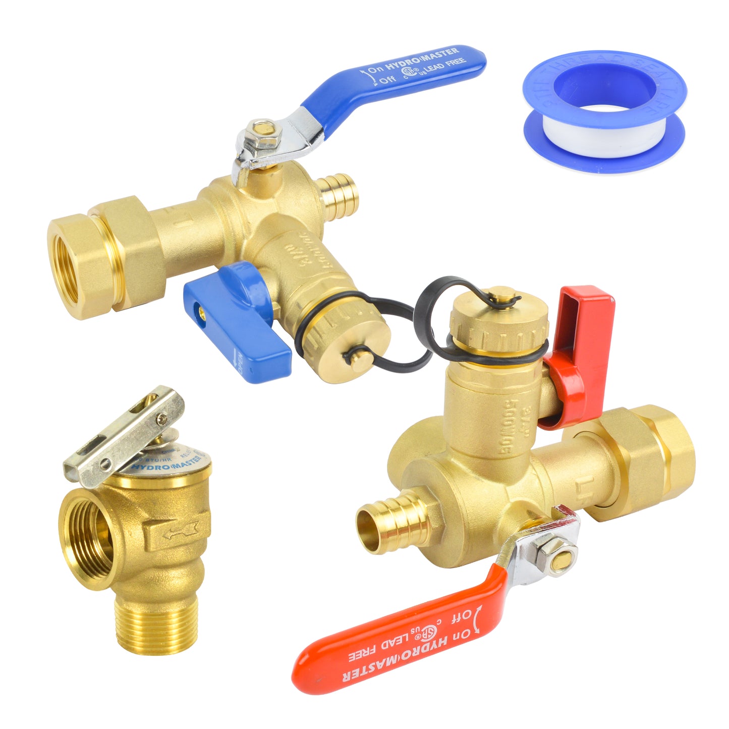 HYDRO MASTER Tankless Water Heater Valve Kit, Lead-Free Brass, NPT Thread x PEX Connection