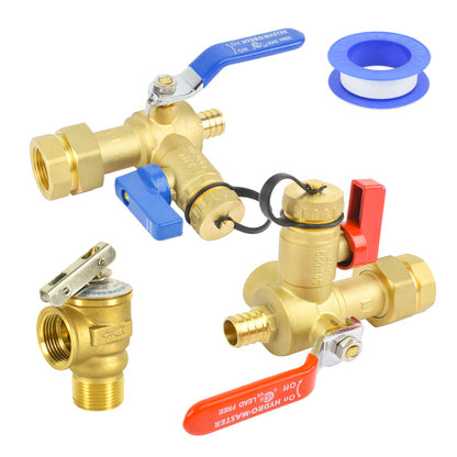HYDRO MASTER Tankless Water Heater Valve Kit, Lead-Free Brass, NPT Thread x PEX Connection