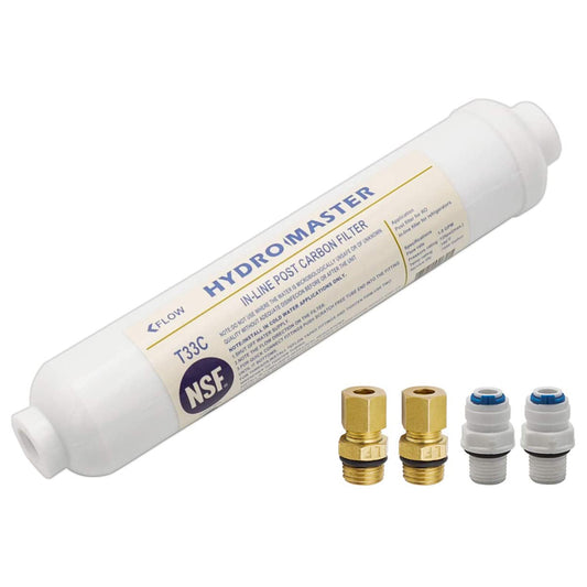 HYDRO MASTER IN-LINE POST CARBON FILTER With 1/4-Inch NPT Connection, 10 Inch x 2 Inch.