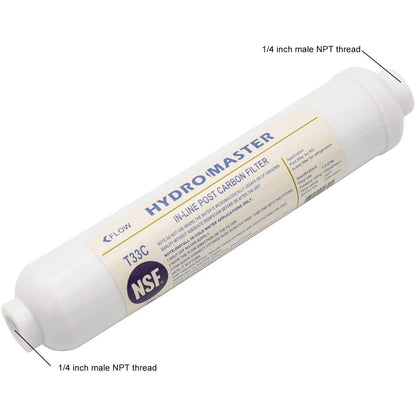 HYDRO MASTER IN-LINE POST CARBON FILTER With 1/4-Inch NPT Connection, 10 Inch x 2 Inch.