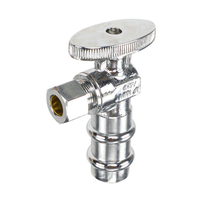 HYDRO MASTER Lead Free Brass Chrome Plated 1/4 Turn Stop Angle Valve