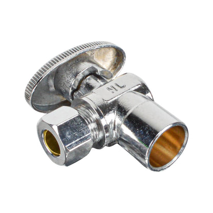 HYDRO MASTER LF brass angle stop valve, 1/4 turn, 1/2"SWT X 3/8"OD,brass body and zinc handle - watertech plumbing supply