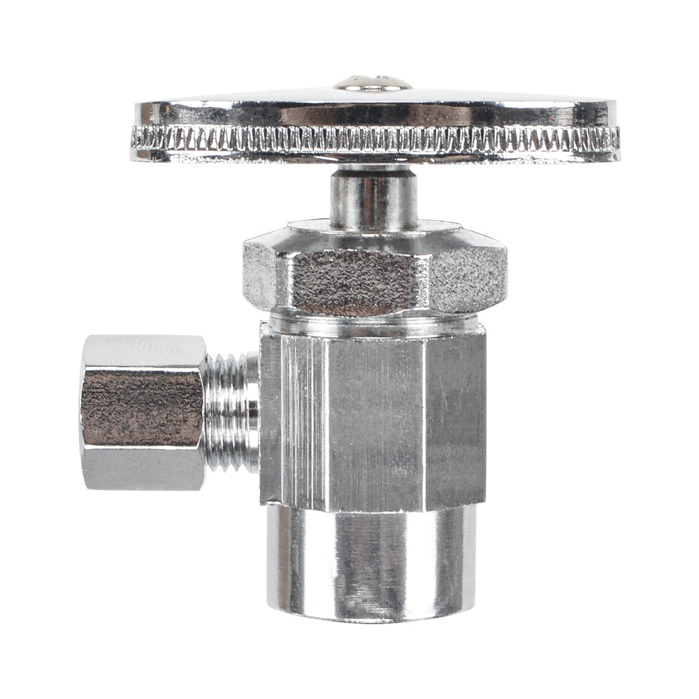 HYDRO MASTER Lead Free Brass Chrome Plated Compression Outlet Multi Turn Stop Angle Valve