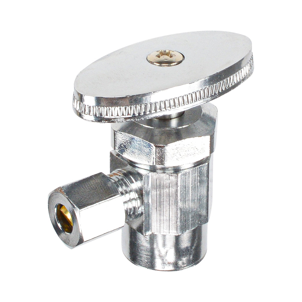 HYDRO MASTER Lead Free Brass Chrome Plated Compression Outlet Multi Turn Stop Angle Valve