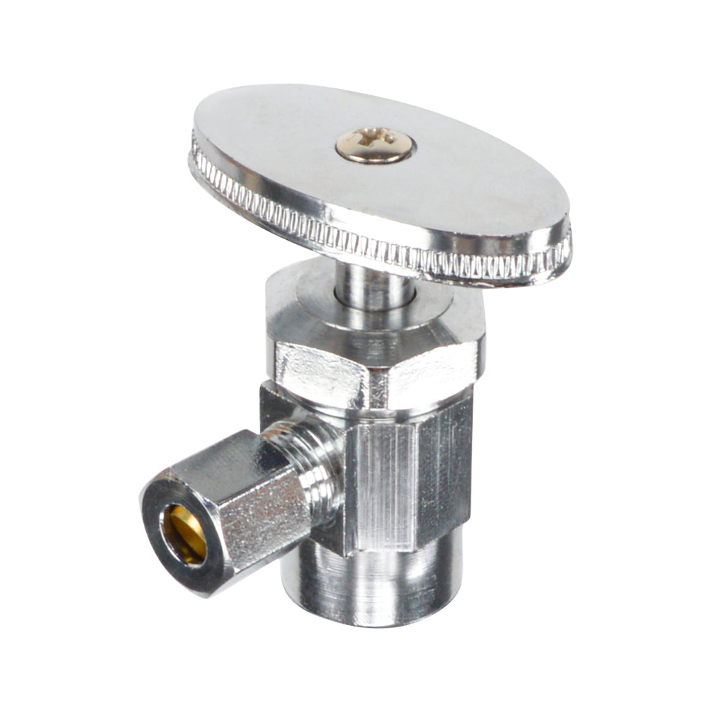 HYDRO MASTER Lead Free Brass Chrome Plated Compression Outlet Multi Turn Stop Angle Valve