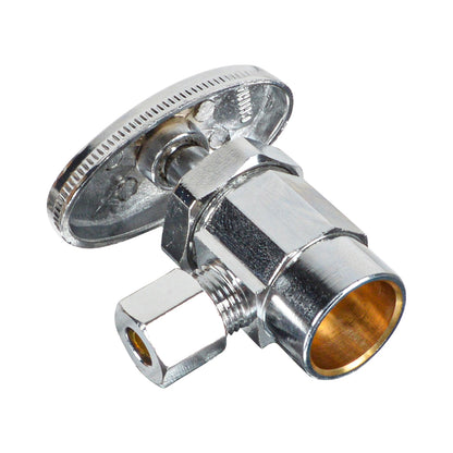 HYDRO MASTER Lead Free Brass Chrome Plated Compression Outlet Multi Turn Stop Angle Valve
