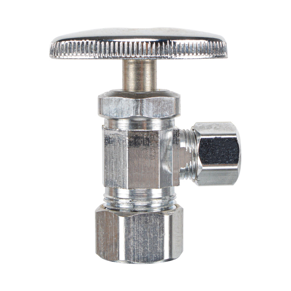 HYDRO MASTER Lead Free Brass Chrome Plated Compression Outlet Stop Angle Valve