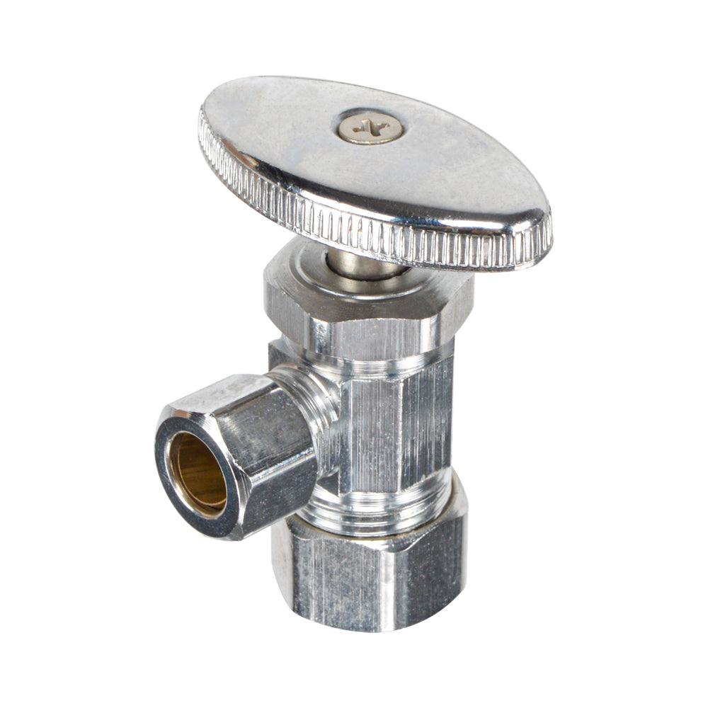 HYDRO MASTER Lead Free Brass Chrome Plated Compression Outlet Stop Angle Valve