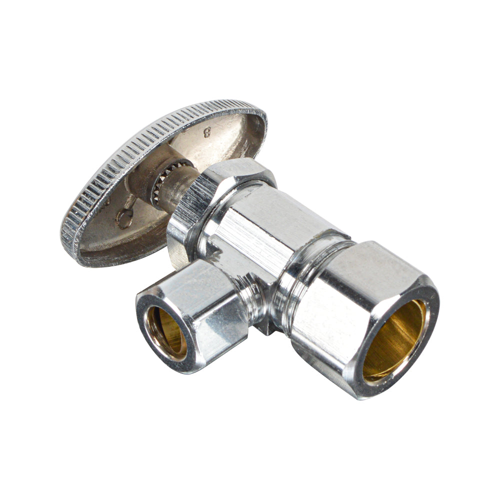 HYDRO MASTER Lead Free Brass Chrome Plated Compression Outlet Stop Angle Valve