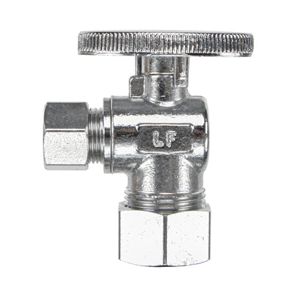 HYDRO MASTER LF brass angle stop valve,1/4 turn，5/8" OD X 3/8" OD，,brass body and zinc handle