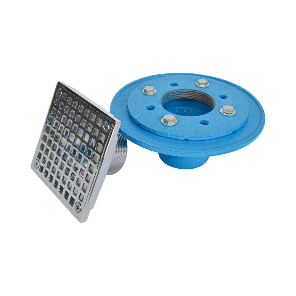 HYDRO MASTER Cast Iron Adjustable Bolt Down Shower Drain with 4" Flange