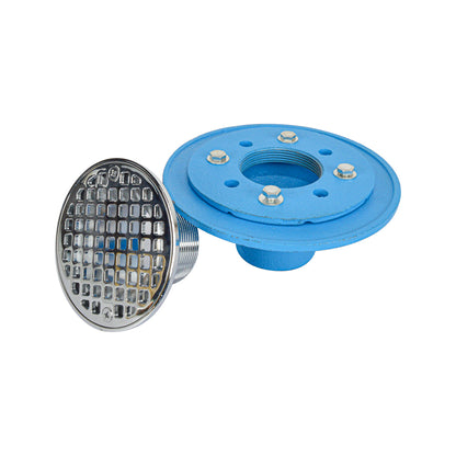 HYDRO MASTER Cast Iron No-hub Shower Drain With Brass Round Strainer