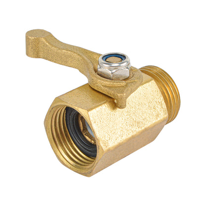 HYDRO MASTER Heavy Duty 3/4" Brass Shut Off Valve with Large Handle, Full Flow Garden Hose Connector