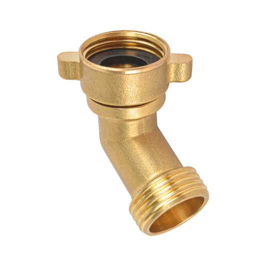 HYDRO MASTER 45 Degree Hose Elbow Garden Hose Connector Quick Swivel Connect Adapter, Solid Brass