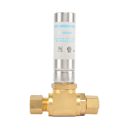 HYDRO MASTER Lead Free Brass Tee Water Hammer Arrestors with Stainless Steel Tube