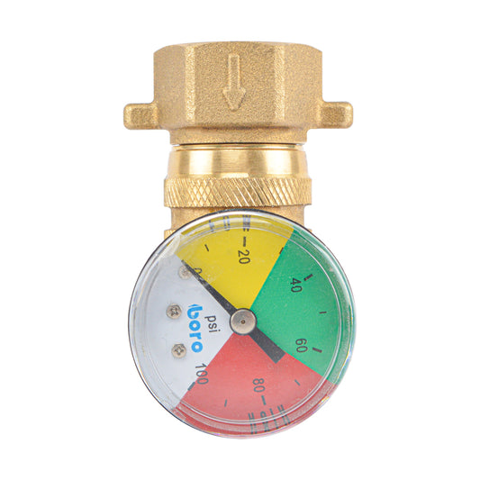 RV Water Pressure Regulation,3/4" Garden Hose Thread, for RV Camper, Hose, Trailer, Setting 35-45 Psi (With Gauge)