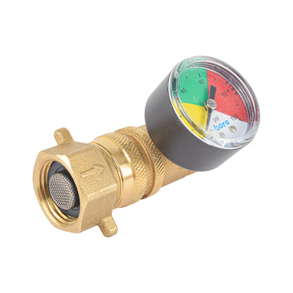 RV Water Pressure Regulation,3/4" Garden Hose Thread, for RV Camper, Hose, Trailer, Setting 35-45 Psi (With Gauge)