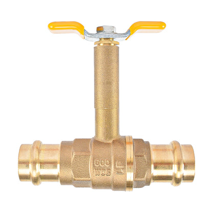 HYDRO MASTER Brass Long Stem Press End Ball Valve, Lead Free Brass