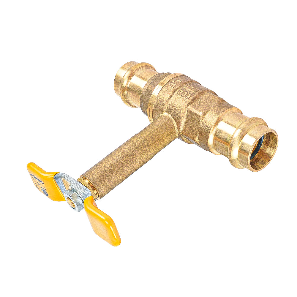 HYDRO MASTER Brass Long Stem Press End Ball Valve, Lead Free Brass