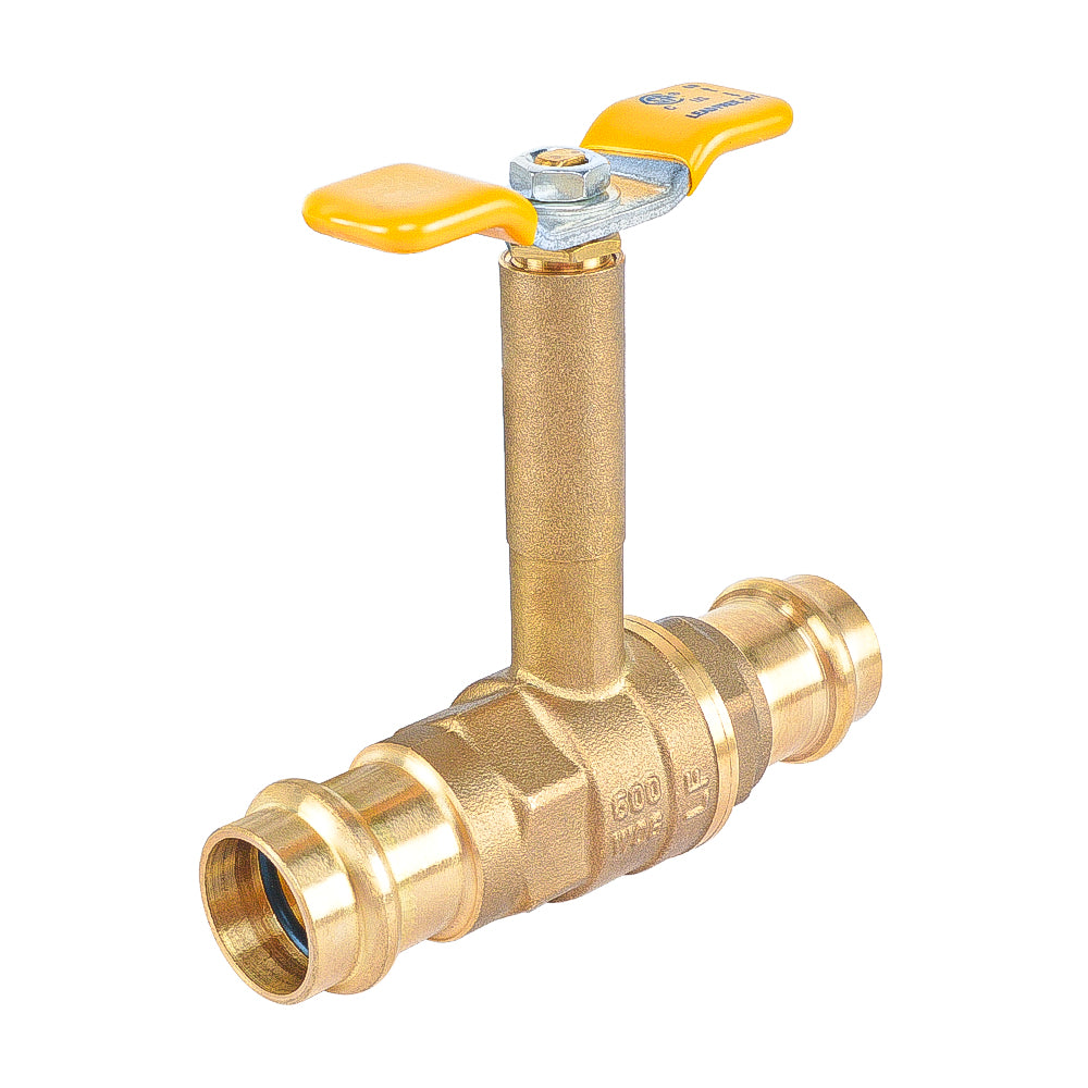 HYDRO MASTER Brass Long Stem Press End Ball Valve, Lead Free Brass