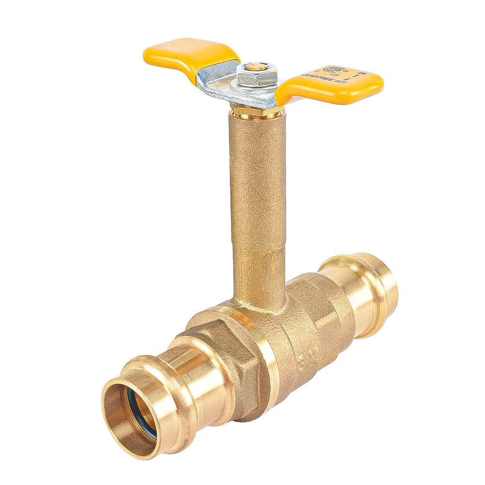 HYDRO MASTER Brass Long Stem Press End Ball Valve, Lead Free Brass