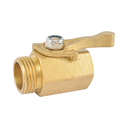 HYDRO MASTER Heavy Duty 3/4" Brass Shut Off Valve with Large Handle, Full Flow Garden Hose Connector