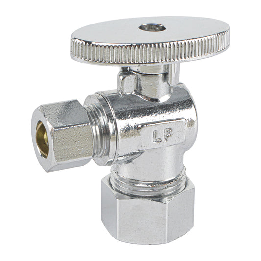 HYDRO MASTER LF brass angle stop valve,1/4 turn，5/8" OD X 3/8" OD，,brass body and zinc handle