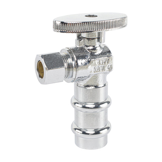 HYDRO MASTER Lead Free Brass Chrome Plated 1/4 Turn Stop Angle Valve