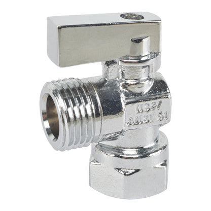 HYDRO MASTER Lead Free Brass Chrome Plated NPSM 1/4 Turn Zinc Handle Stop Angle Valve