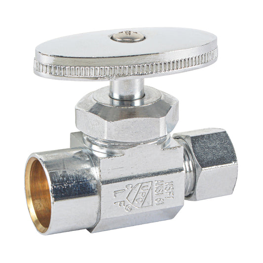 HYDRO MASTER Lead Free Brass Chrome Plated Sweat Multi Turn Zinc Handle Stop Angle Valve