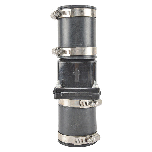 Hydro Master 2 inch Plastic Sump Pump Check Valve with Stainless Steel Clamps