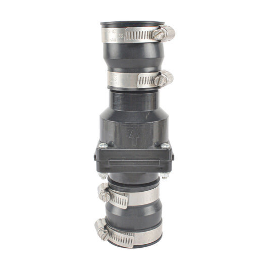 Hydro Master Plastic Sump Pump Check Valve with Stainless Steel Clamps for 1-1/2 inch or 1-1/4 inch